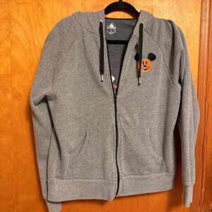 Disneyland Mickey Mouse Pumpkin Halloween Hoodie Adult L Embroidered 2020 Zip Up